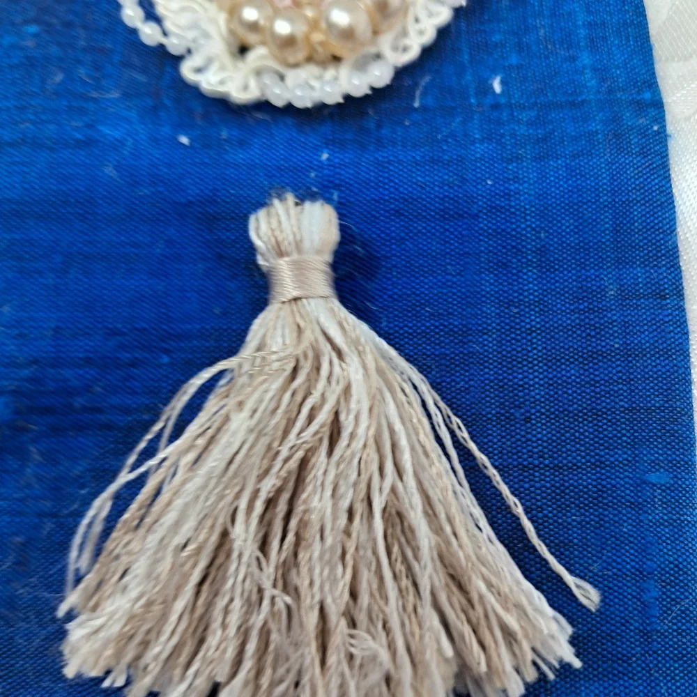 OOAK Handmade Textile Heart Flat Art Lace Pearls Silk